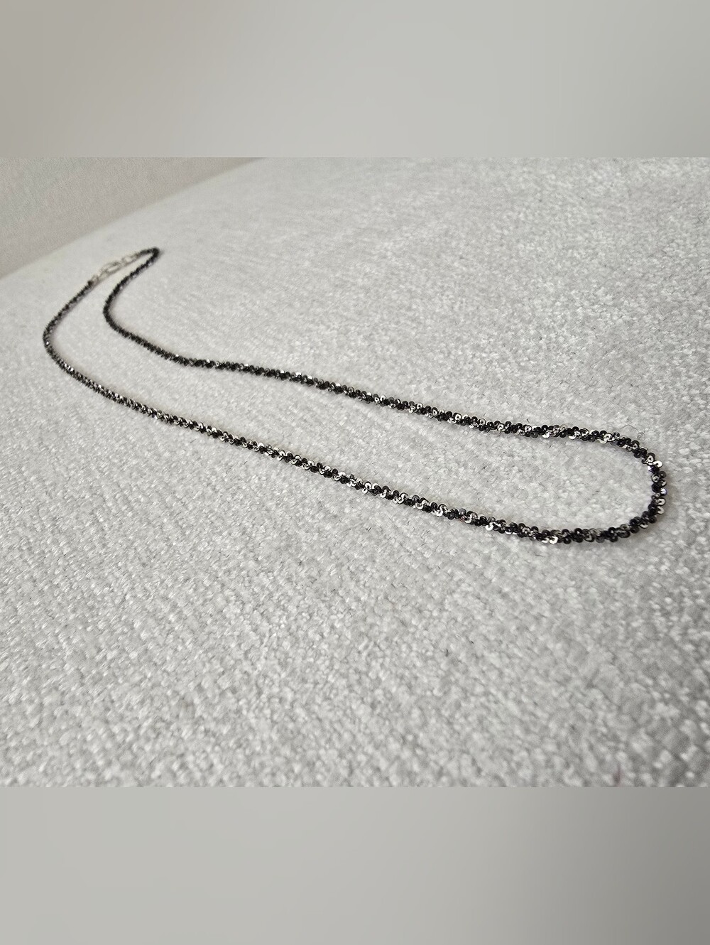 Sterling Silver Two-Tone Blacken & Silver Twisted Rock Chain Necklace 15"